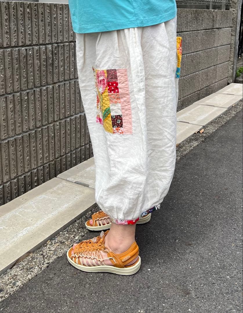 ちくちくもんぺパッチワーク桃色ドット