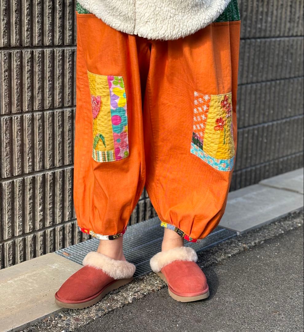 ちくちくもんぺパッチワーク桃色ドット