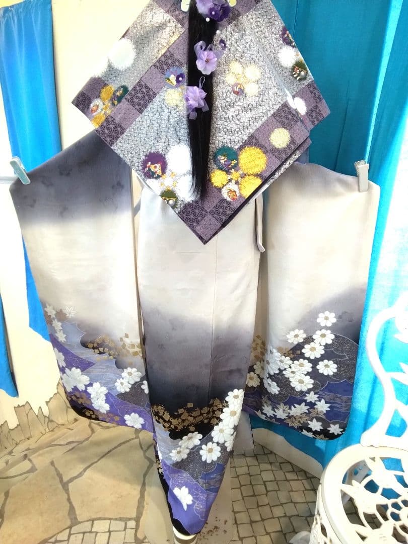 振袖フルセット、正絹振袖成人式、半襟重ね衿帯揚げ帯締め、唐織袋帯襦袢、ガード加工