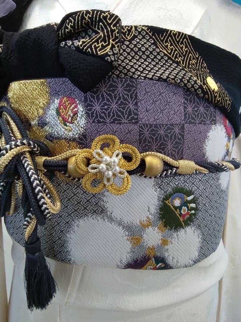 振袖フルセット、正絹振袖成人式、半襟重ね衿帯揚げ帯締め、唐織袋帯襦袢、ガード加工