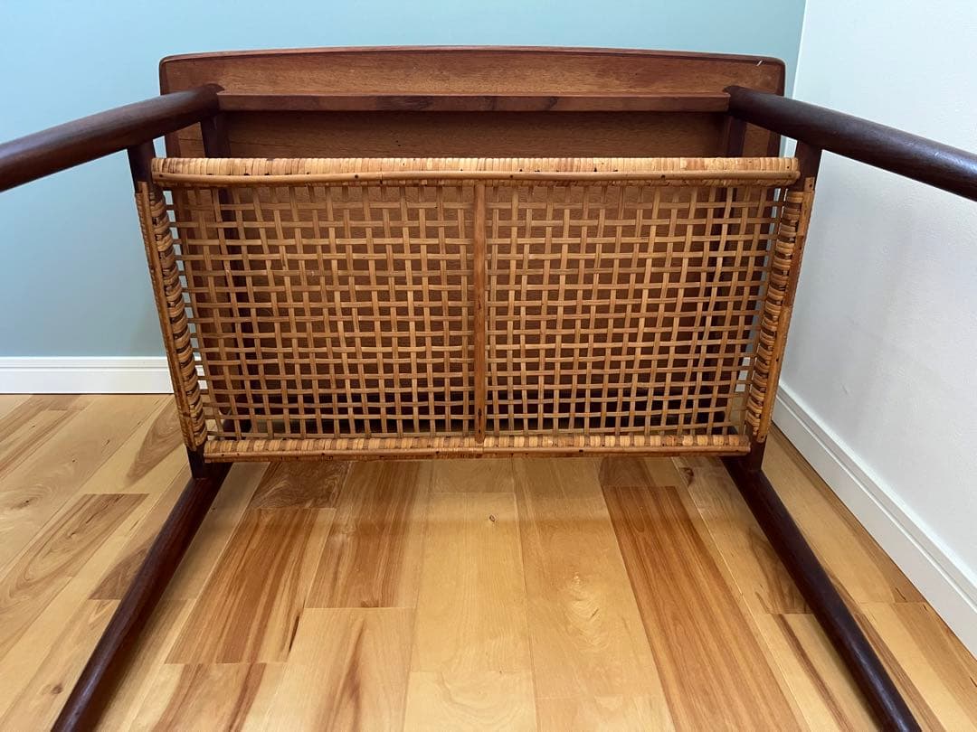 北欧ヴィンテージ　コーヒーテーブル　チーク　ラタン