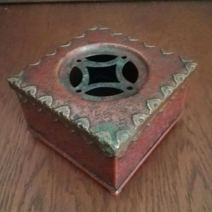 逸品　緋銅　毛織式　香炉　花活け　灰皿　松栄堂　明治金工　和骨董　アンティーク