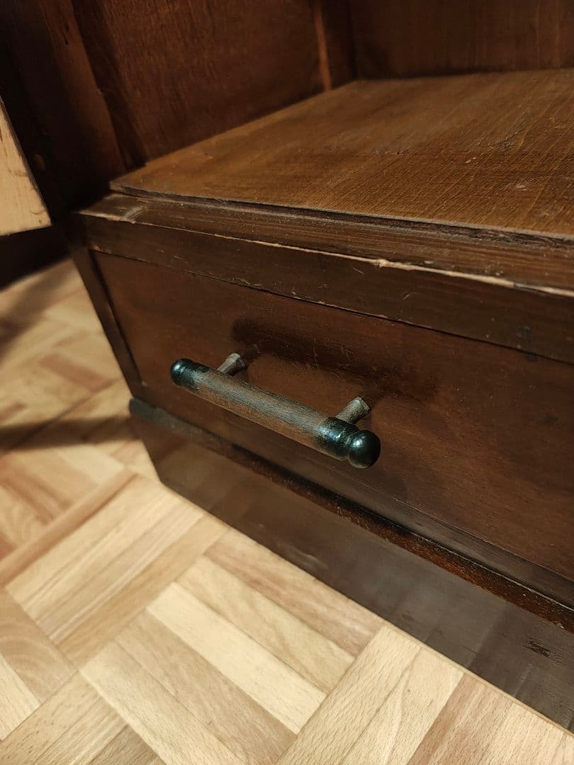 ガラス扉の本棚　食器棚　昭和レトロ　古家具