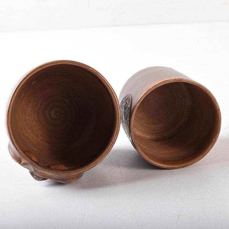 煎茶道具　秋田焼　奥田道遊造　からくり　蛙急須　だるま湯呑　3点　M　7679