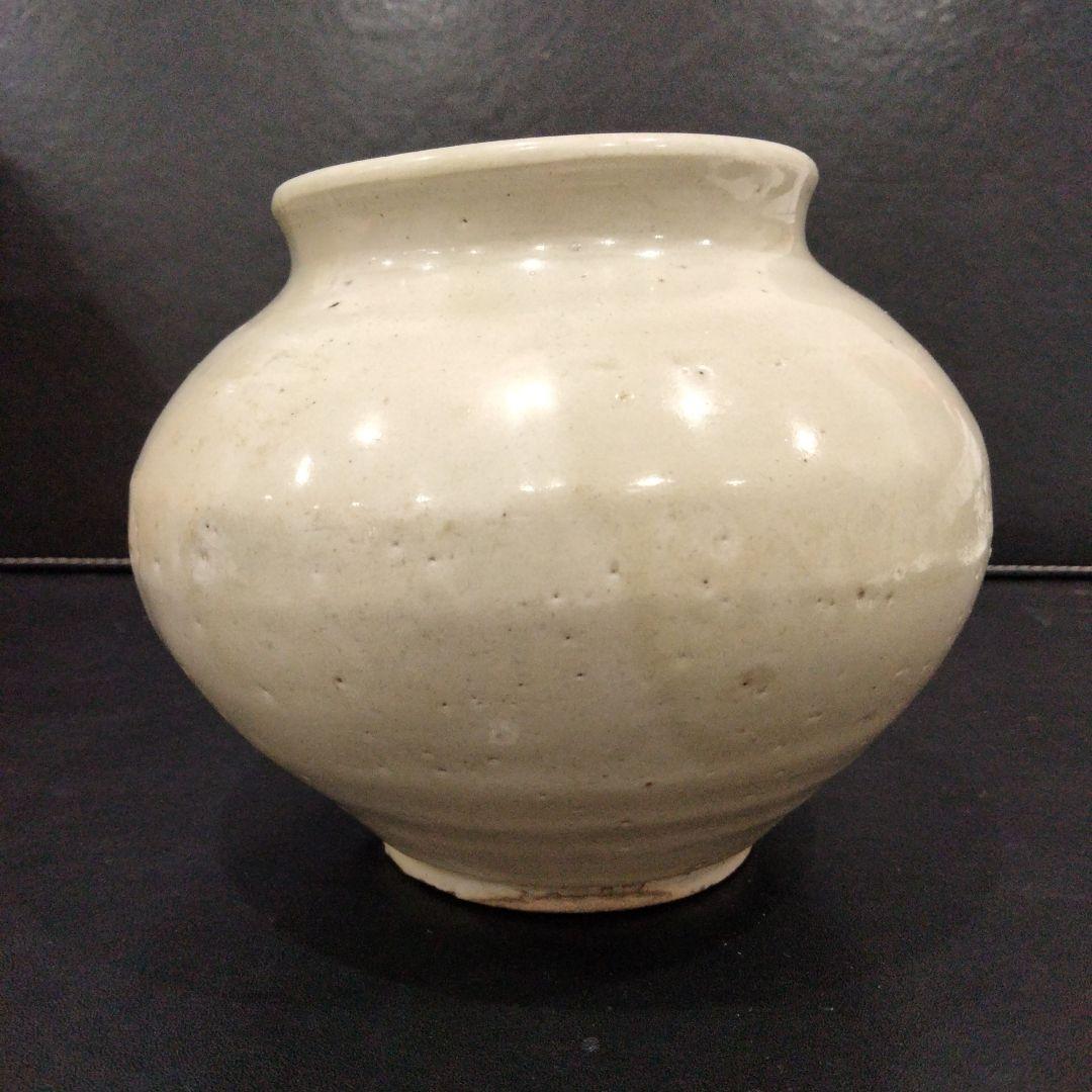 B258　時代古作 李朝 白磁 提灯壷 高さ11.5㎝ 箱付 朝鮮美術　E