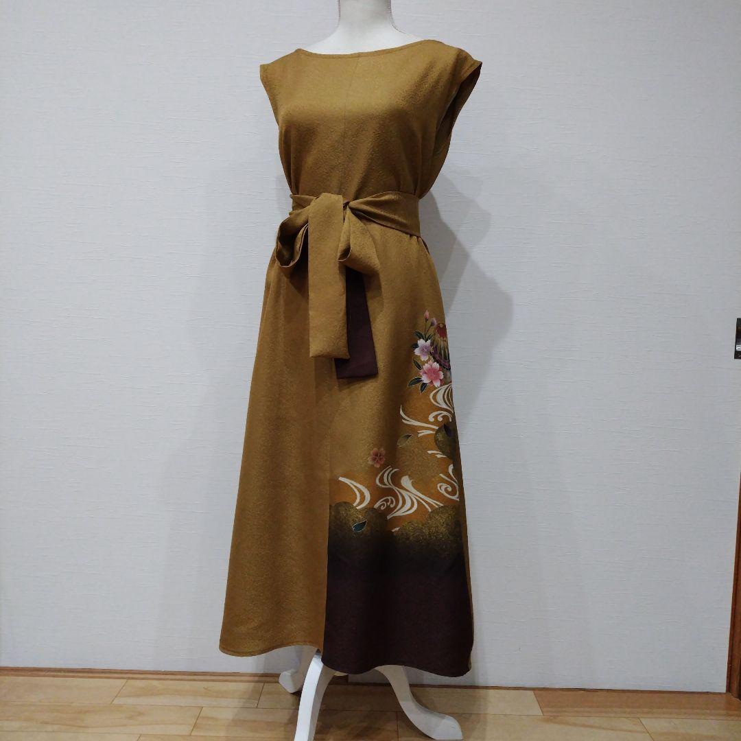 振袖　フレンチワンピースドレス 　リボン付き　福寿茶色　新品未使用品