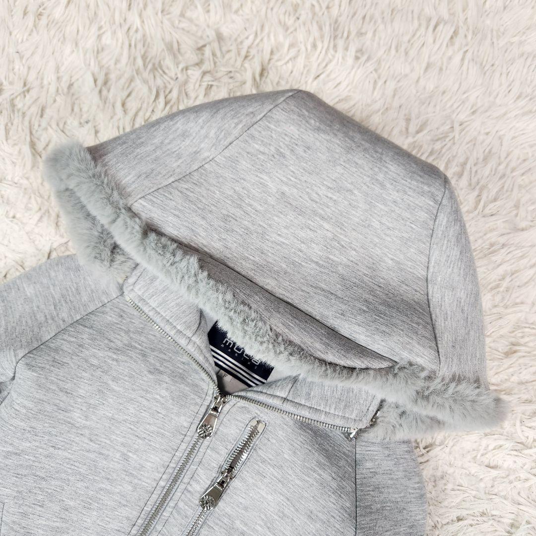 美品 ムータマリン ボンディングパーカー 2way ビッグロゴ ダブルジップ