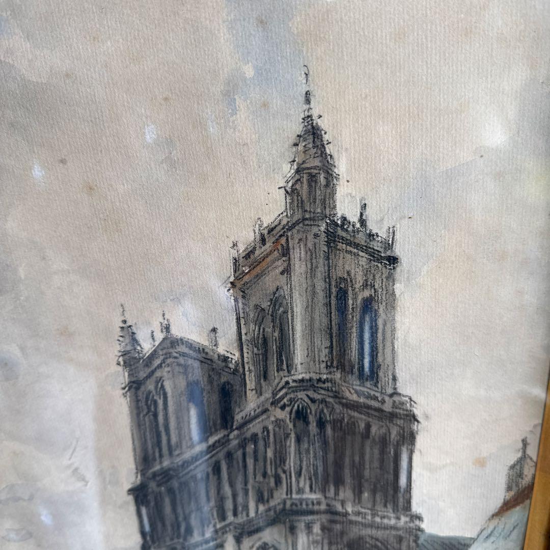 フランク、マイヤー、ボック　水彩画1934年　教会前のマンテス達　輸入された状態