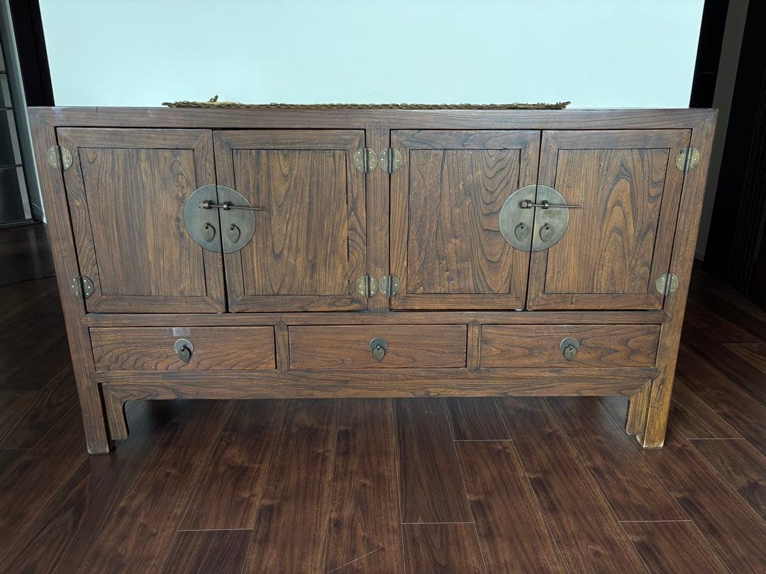 木製アジアンスタイルキャビネット 引き出し付き