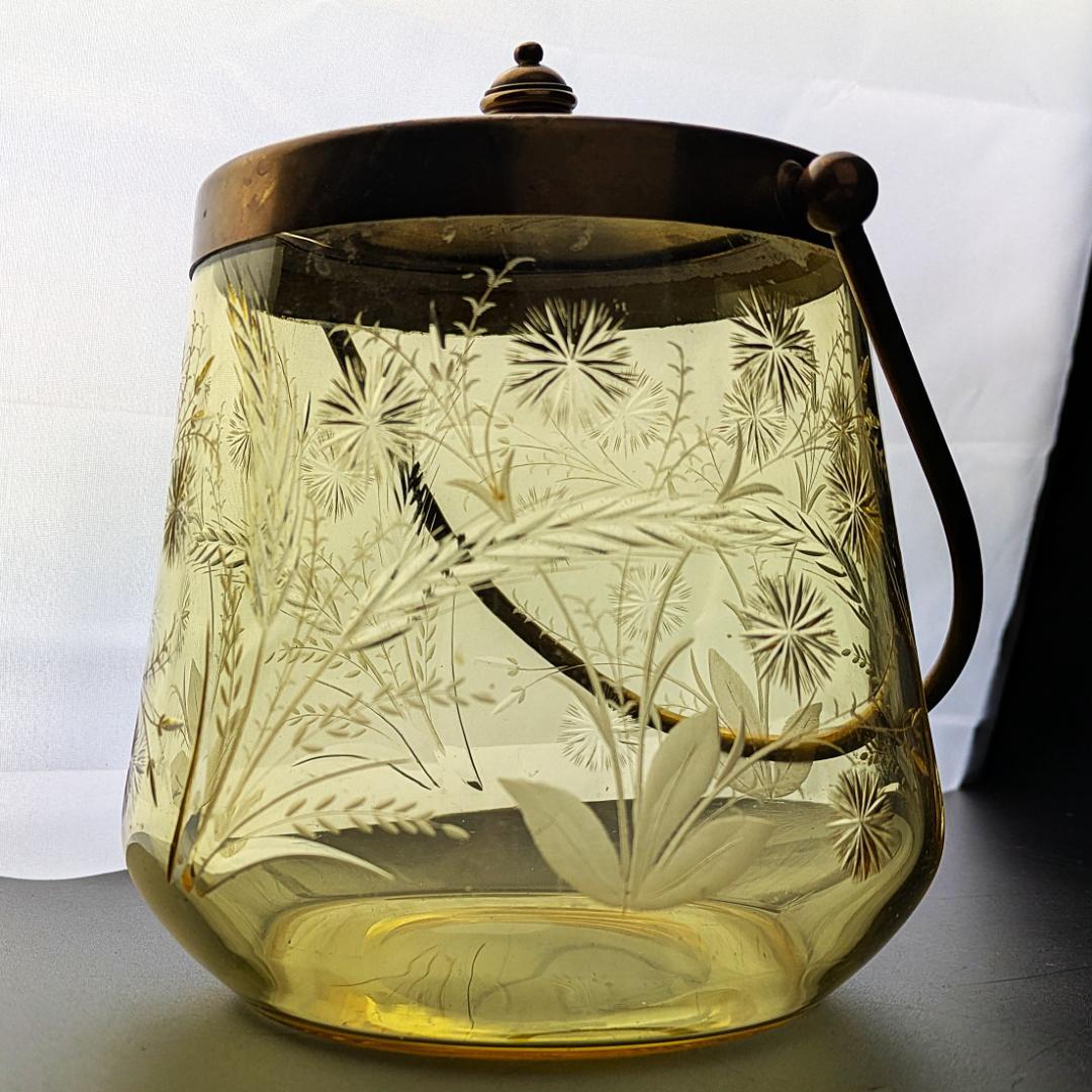 試される審美眼★オールド サン・ルイ 1930年頃 珍しいアンバーガラスバケット