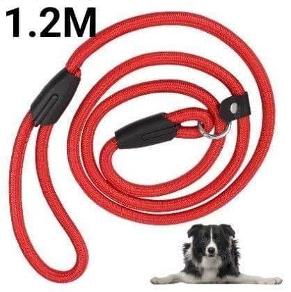 6*犬用リード 赤 首輪一体型 調節可能 レッド 1.2m ナイロン 0.6mm