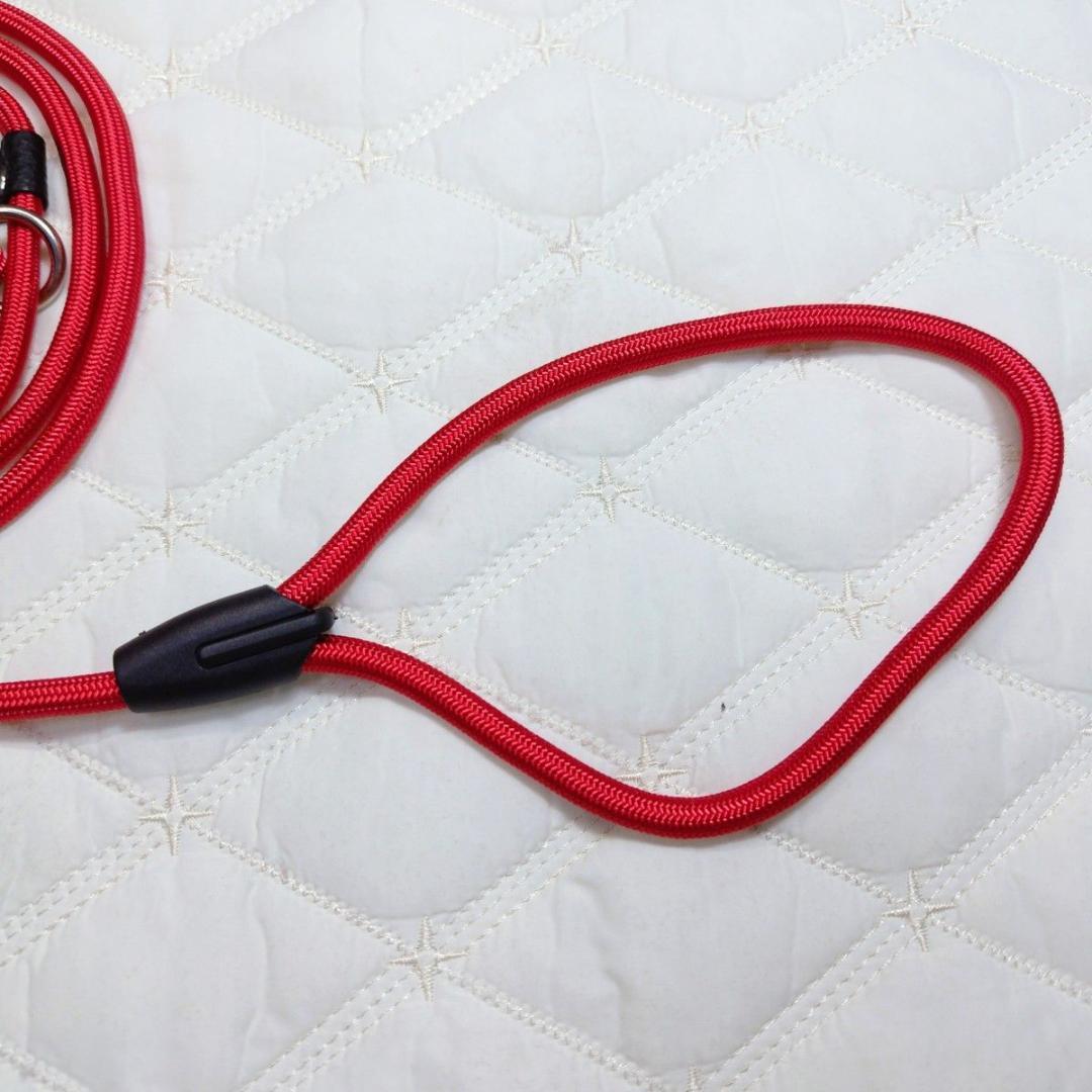 6*犬用リード 赤 首輪一体型 調節可能 レッド 1.2m ナイロン 0.6mm