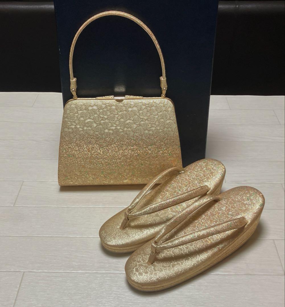 東京芝山　草履バッグセット　箔散らし　ゴールド