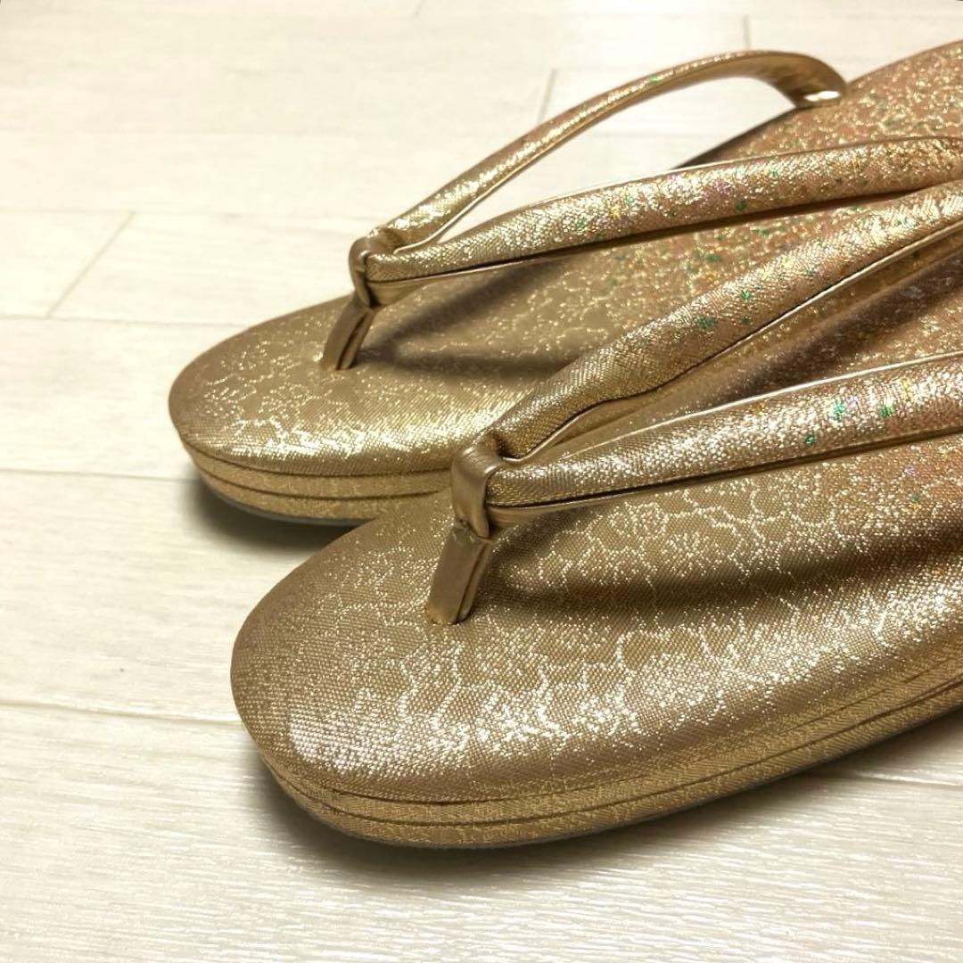 東京芝山　草履バッグセット　箔散らし　ゴールド