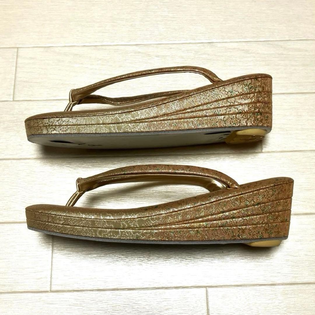 東京芝山　草履バッグセット　箔散らし　ゴールド