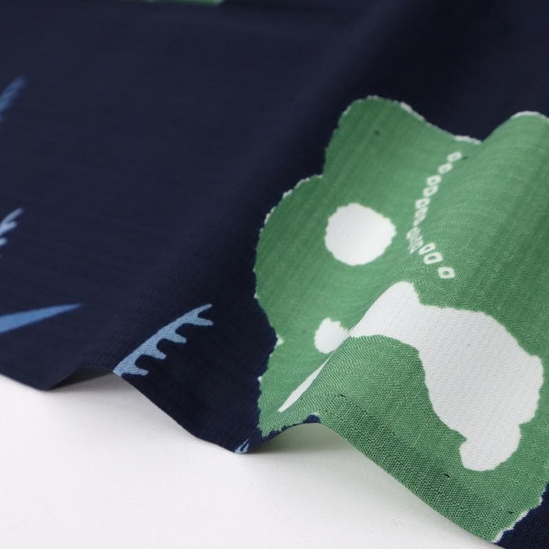 《洗える浴衣♪セオアルファ◆雲文に飛びうさぎ■夏着物■紺色◆化繊◆UA5-42》