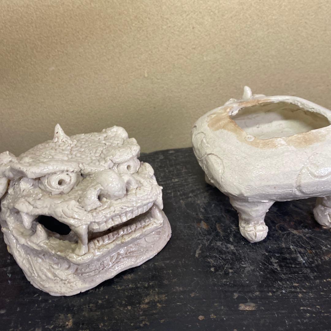 志野獅子香炉約15cm12cm14cm
