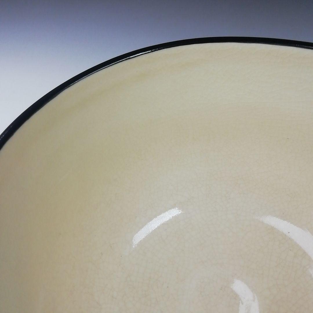 Ｔ５３０　茶碗　『仁清　黒柿栗絵』『中村陶彩 造』　共箱　抹茶碗　茶道具