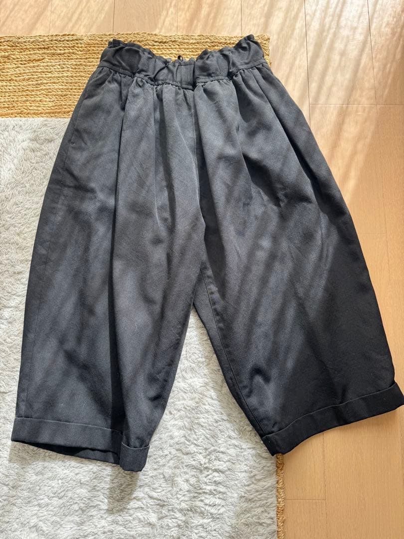 FIRMUM 2/40 梳毛ハードギャバ ギャザーワイドパンツXS