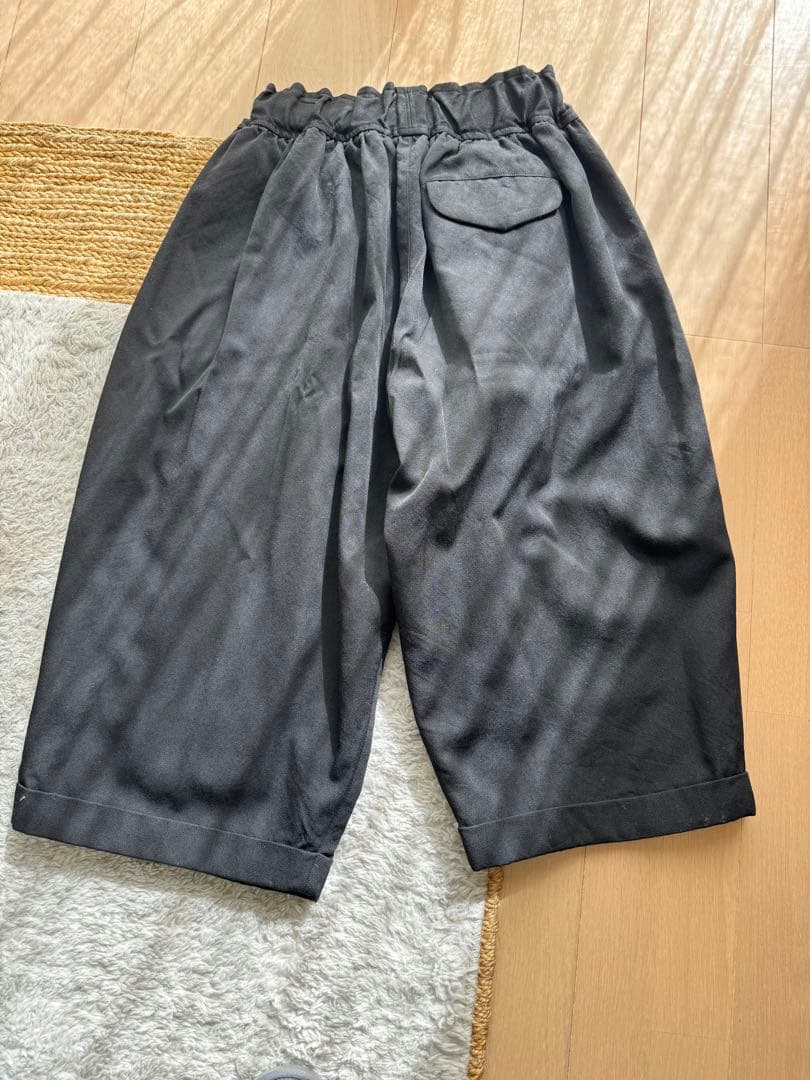 FIRMUM 2/40 梳毛ハードギャバ ギャザーワイドパンツXS