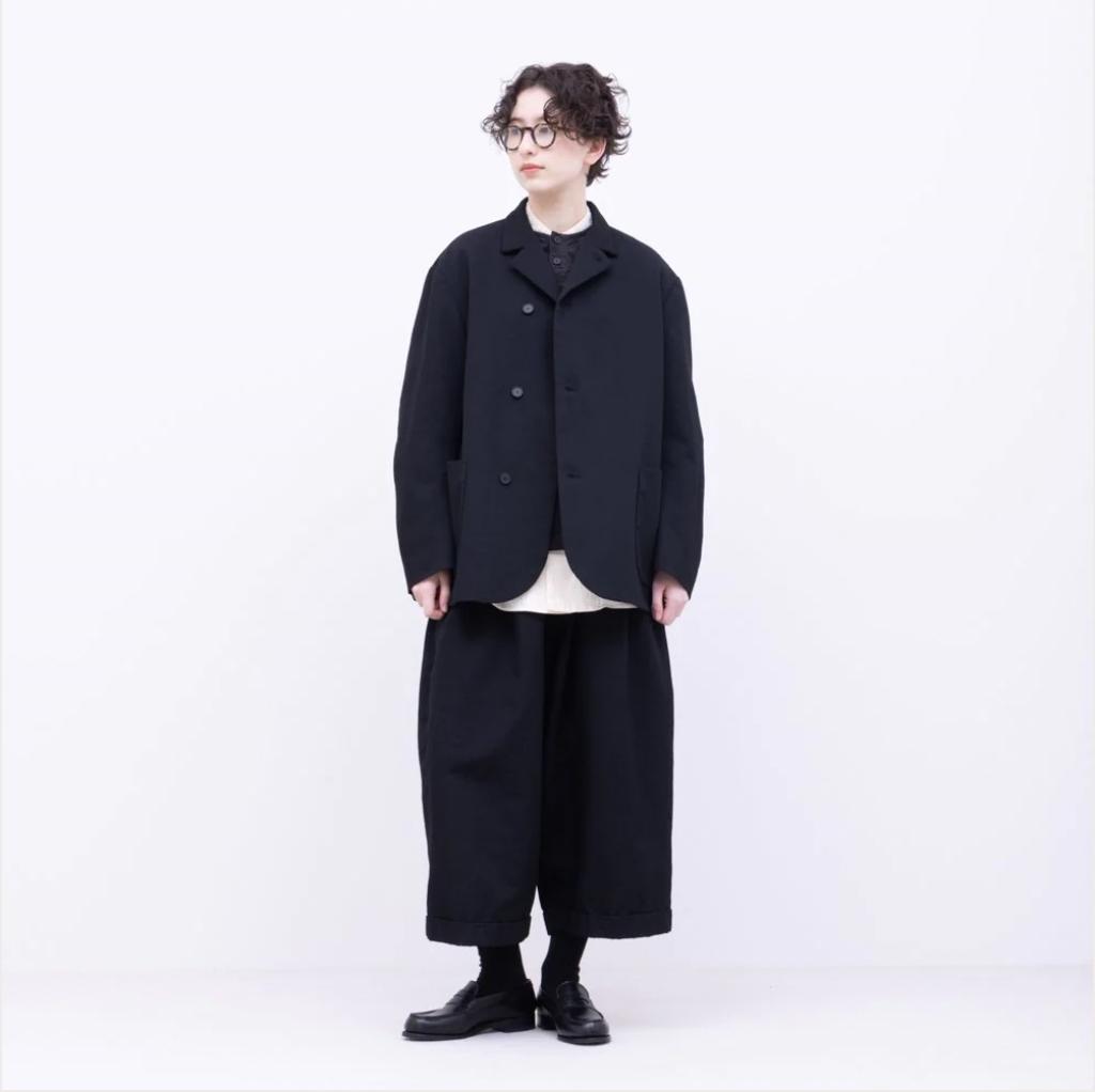 FIRMUM 2/40 梳毛ハードギャバ ギャザーワイドパンツXS