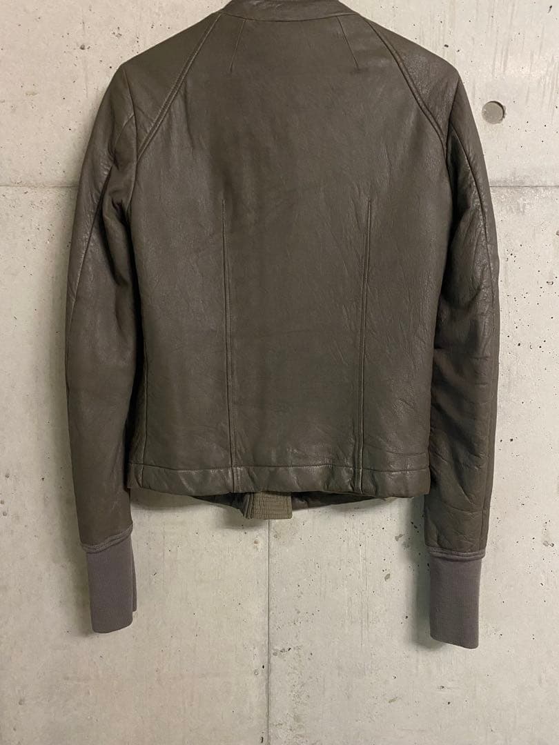 リックオウエンスインターシャレザージャケットxs ダストダークシャドウ