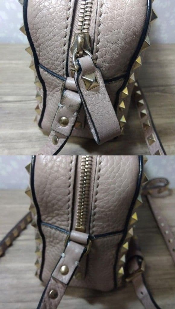 【VALENTINO】カメラバッグ スタッズショルダー 斜め掛け ベージュピンク