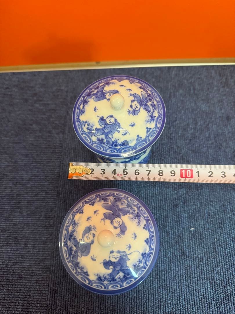 1972 三川内焼　平戸雅松作　献上唐子湯呑　2客　未使用