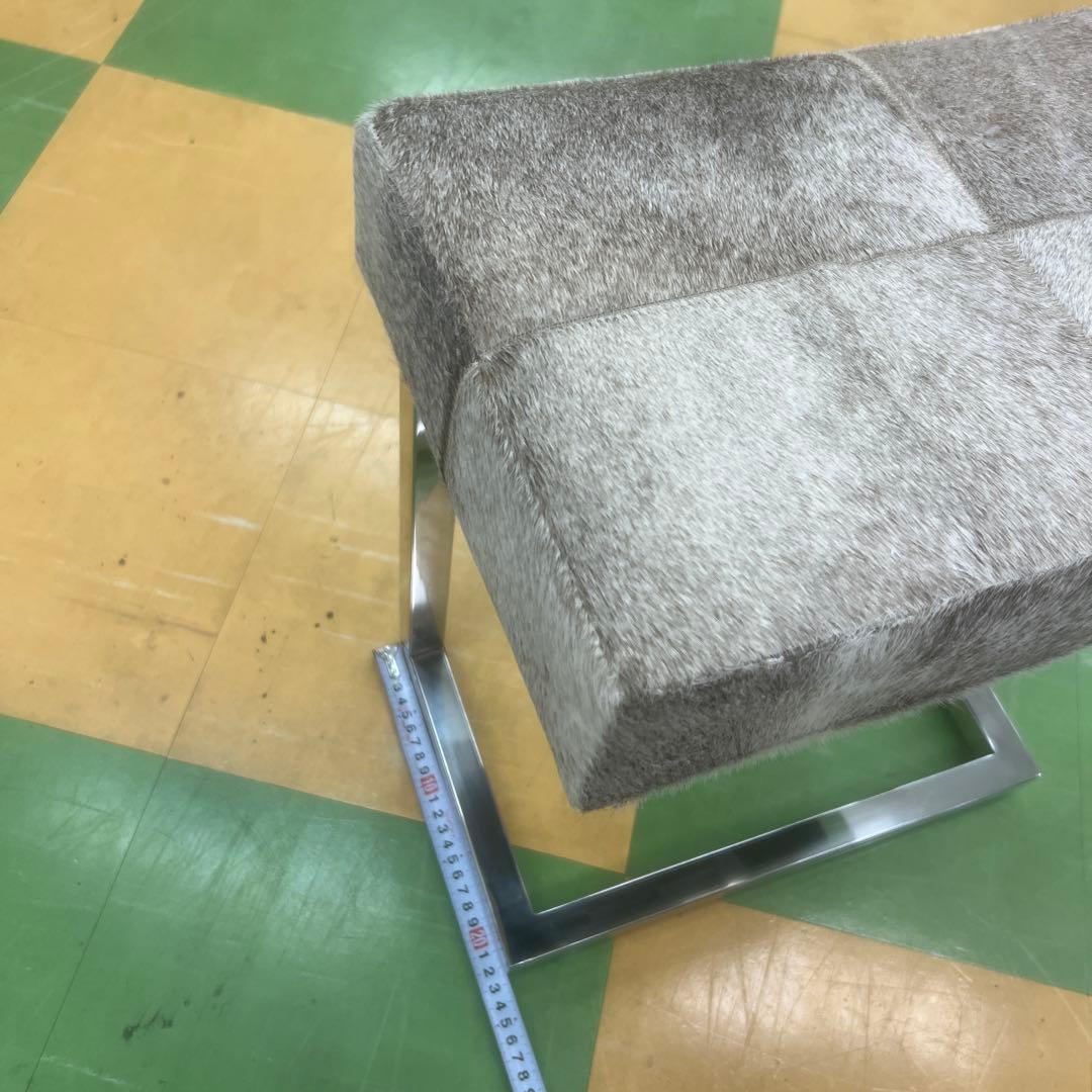 スツール リアルファー おしゃれ 北欧 玄関スツール グレー Grey