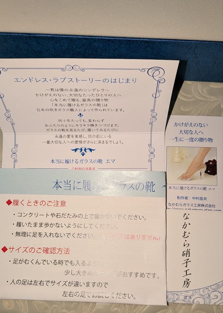 なかむら硝子工房　EMMA エマ 本当に履けるガラスの靴