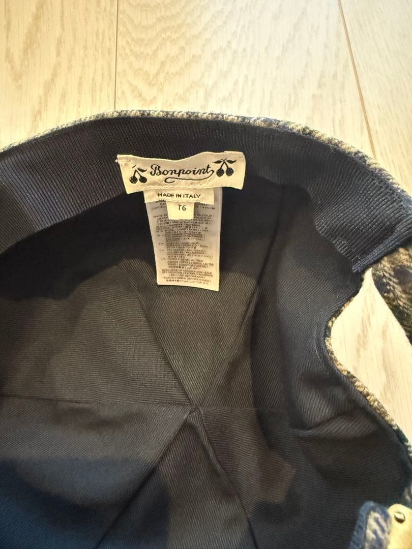 bonpoint チェックキャップ ウール