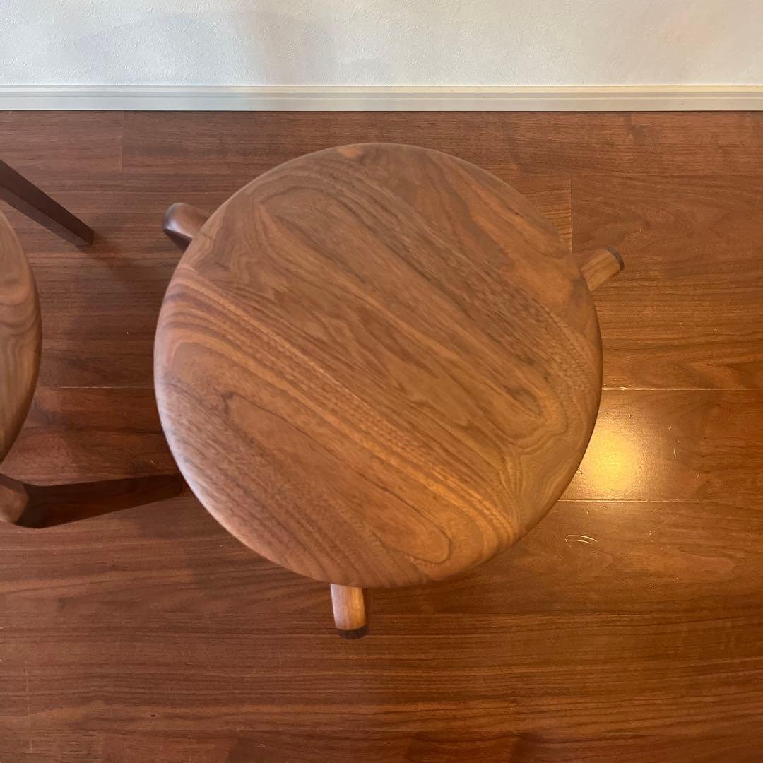 DENTO LISCIO ウォールナット 丸型スツール 3本脚