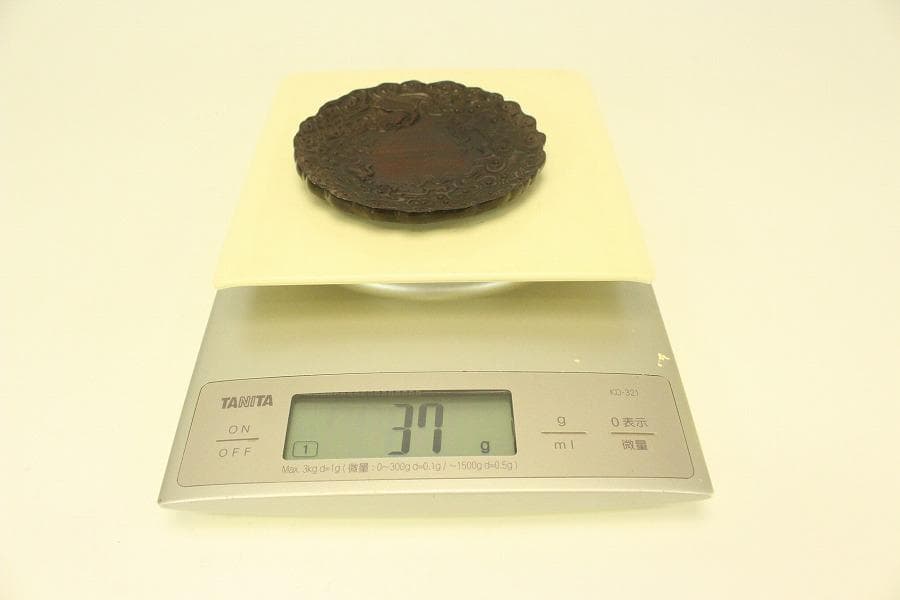 紫檀 刻 雲鶴皿 五客 細密彫刻(A758)