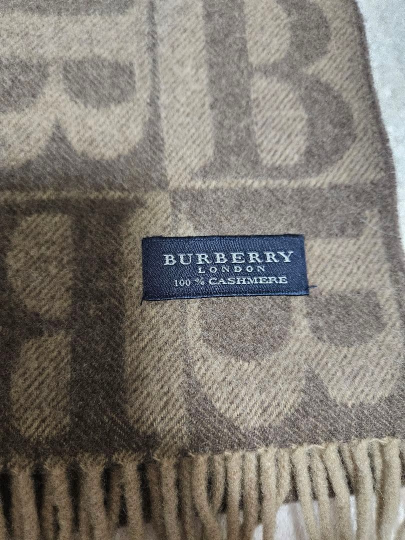 希少☆バーバリーBロゴマフラー☆カシミヤ100%