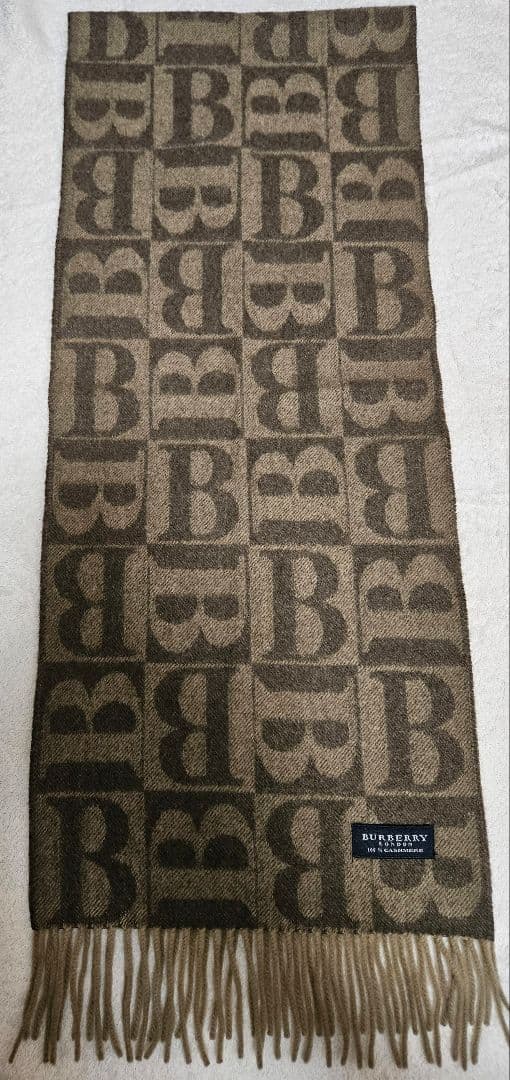 希少☆バーバリーBロゴマフラー☆カシミヤ100%