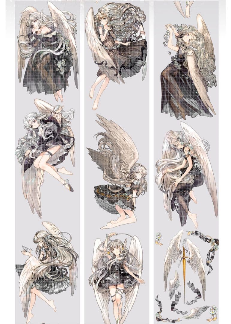 ✩再販✩J197＃黑卡蒂之翼SP(镭射银)切り売り海外人物マステ女の子墨魚