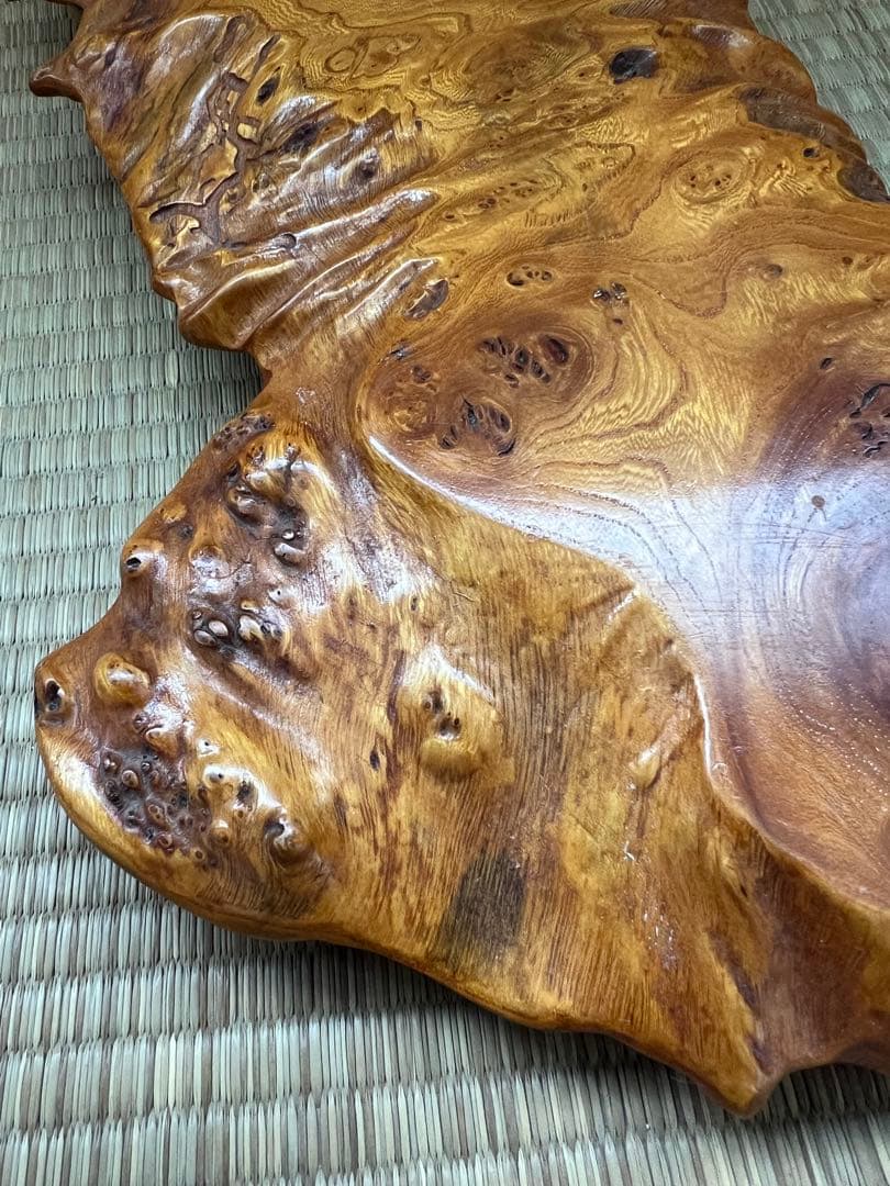 天然木 一枚板の装飾テーブル 脚付 花台 フラワースタンド