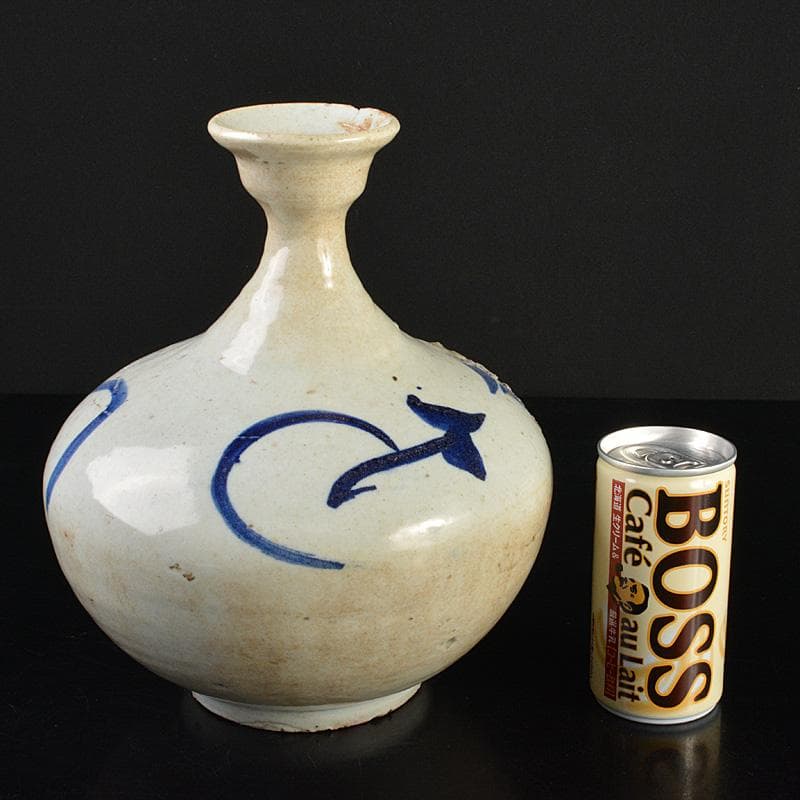 朝鮮美術　李朝　高麗白磁　染付　碗口瓶　V　R7489F