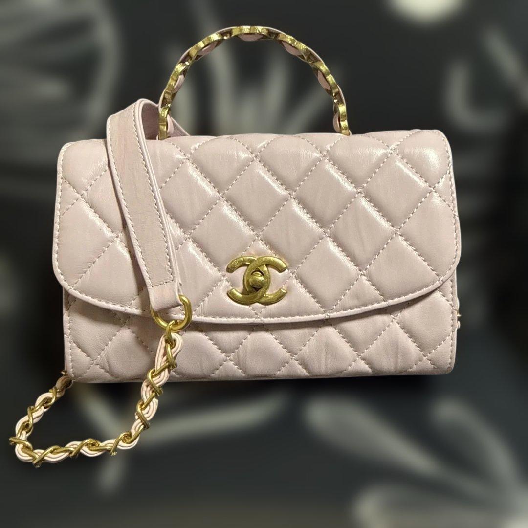 ピンク レザー ショルダーバッグ