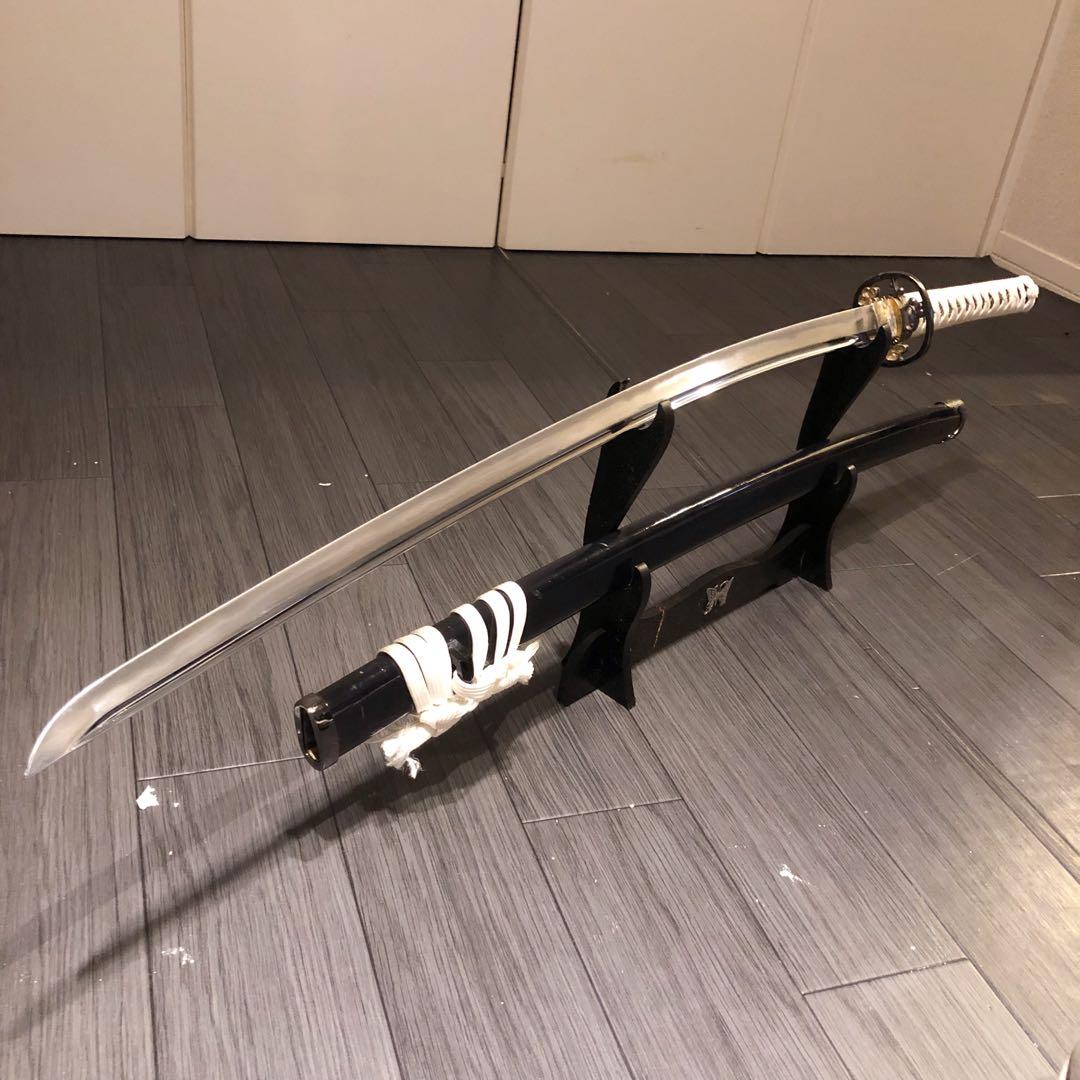 高級模造刀　樋有刀身 茶白拵え　居合刀　太刀　本格模造刀