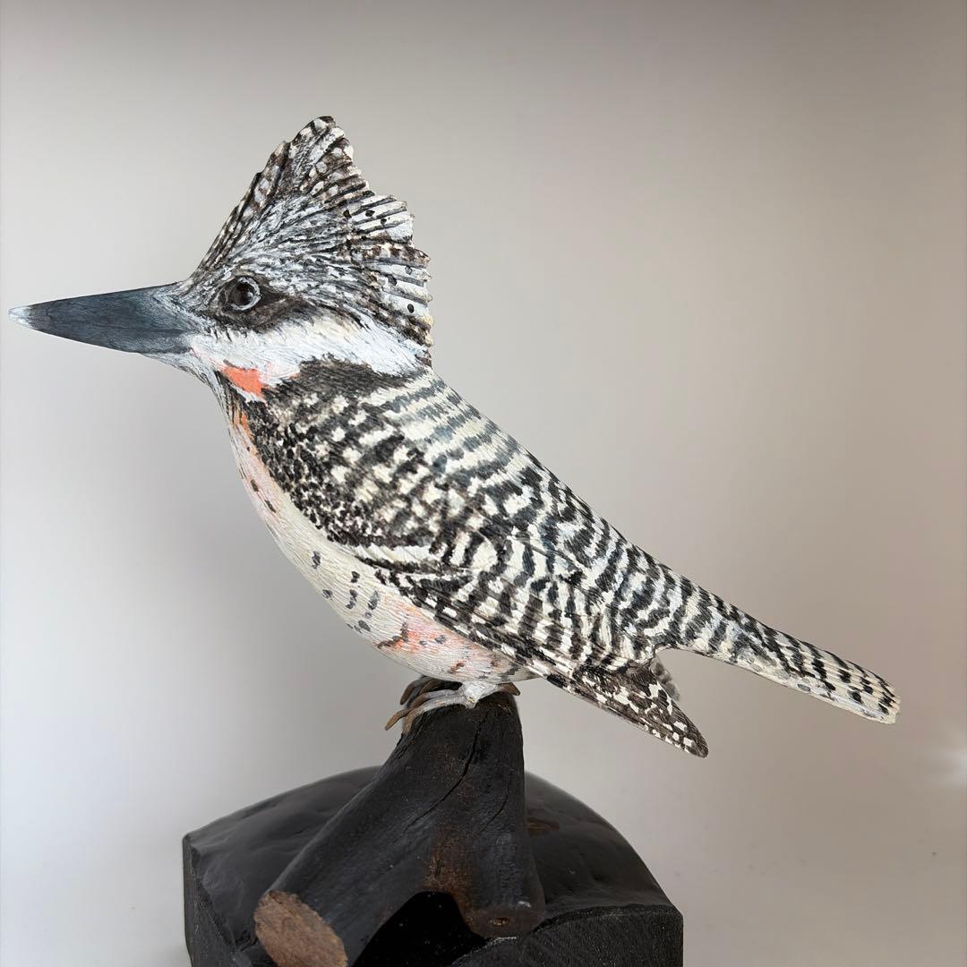 よち品 「ヤマセミ」 リアルバードカービング　木彫りの野鳥　野鳥彫刻