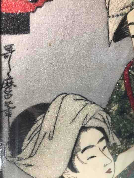 地域限定送料無料　歌麻呂浮世絵祇園美人絵　62cmルビー等宝石絵画　アンティーク