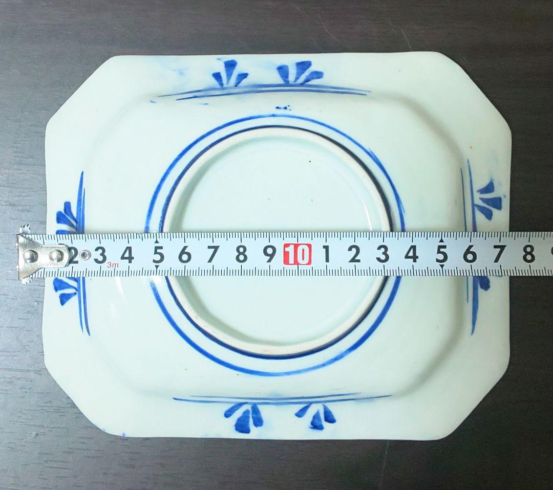古伊万里 青い花柄 八角陶磁器　中皿5枚セット