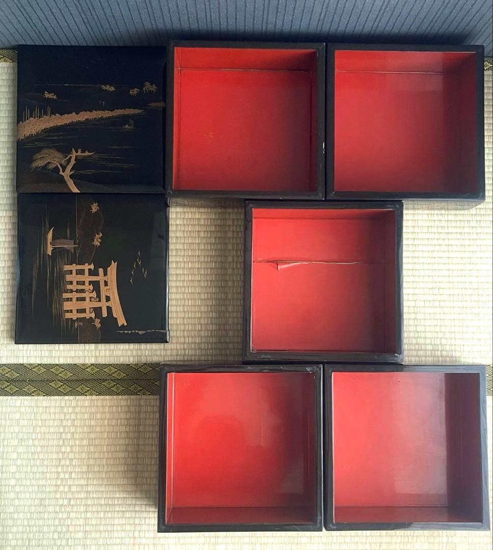 輪島塗　重箱　五段重箱　アンティーク　昭和50年　木箱付