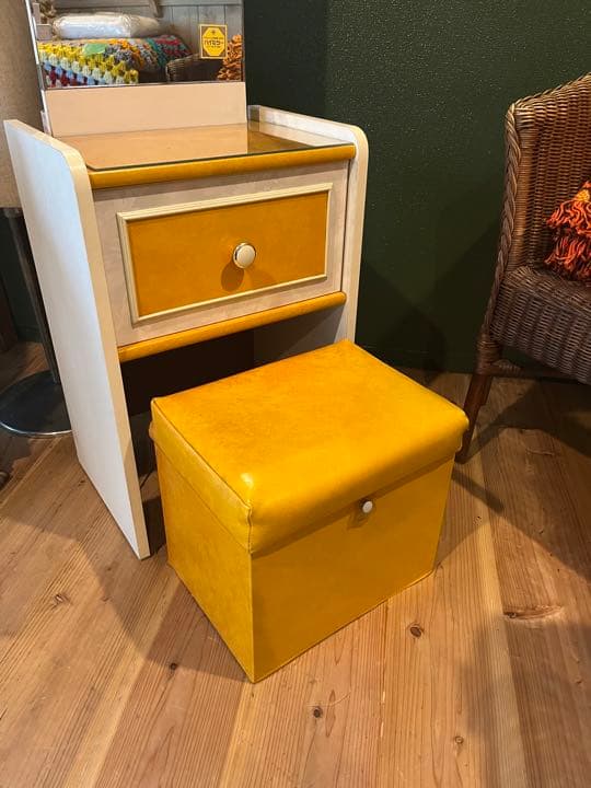 ドレッサー 鏡台 黄 レトロポップ 昭和レトロ インテリア 当時物 ビンテージ