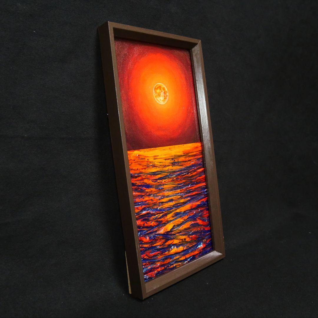 油絵 油彩 油彩画 絵 絵画 長方形ミニ絵画【神秘的な夜】