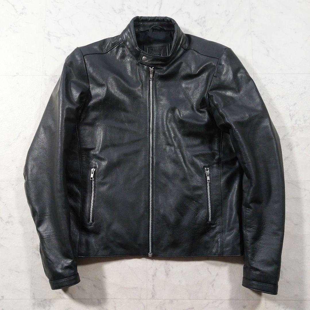エイソス  本革 シングルライダースジャケット S相当 黒