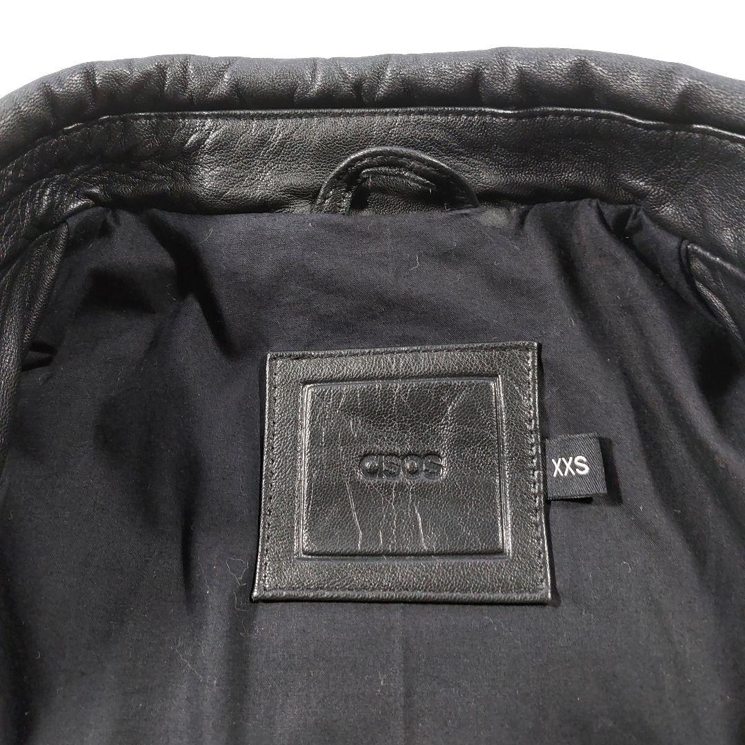 エイソス  本革 シングルライダースジャケット S相当 黒