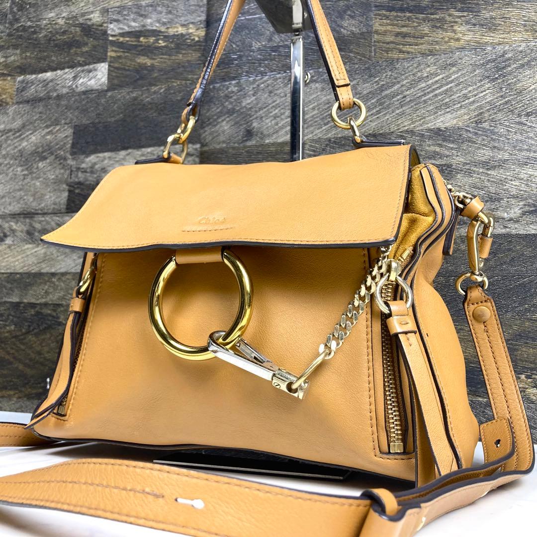 【美品】Chloe クロエ フェイデイ ハンドバック 2way レザー キャメル
