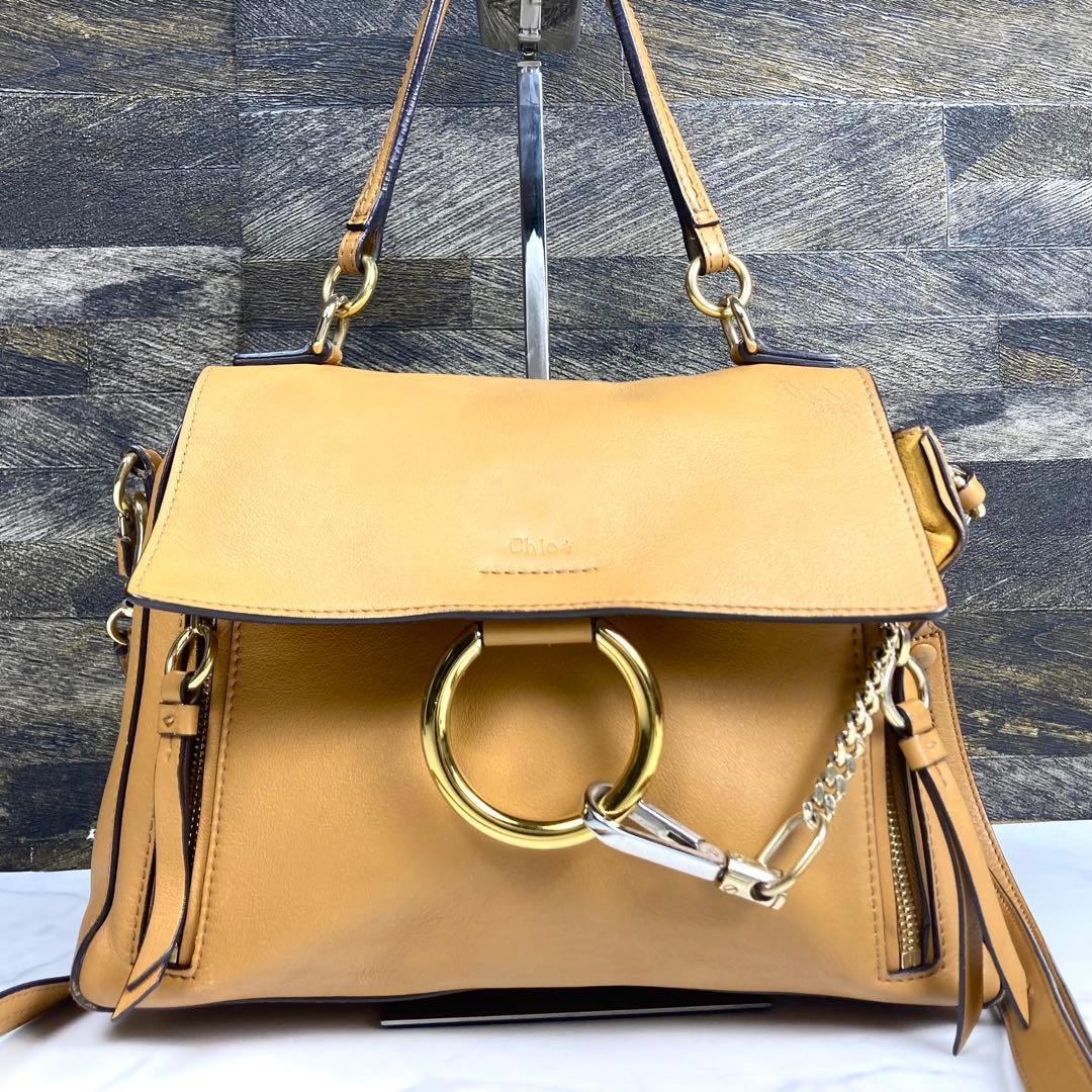 【美品】Chloe クロエ フェイデイ ハンドバック 2way レザー キャメル